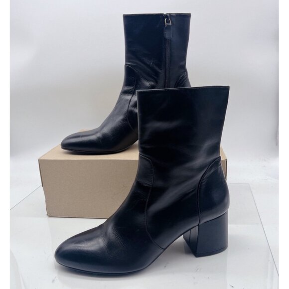 Stuart Weitzman Flareblock 60 Ankle Boots Heels Black Leather US 6 made Spain - Picture 4 of 13